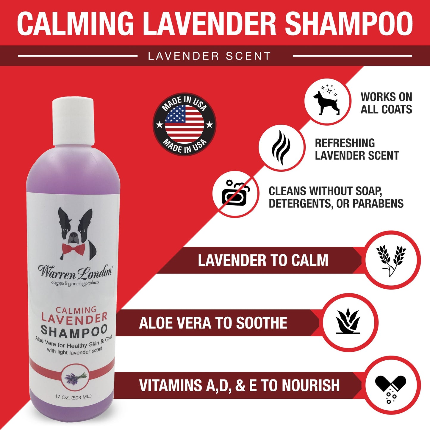 Calming Lavender Dog Shampoo w/Aloe Vera & Essential Oils