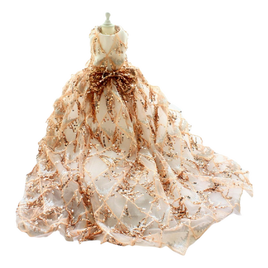 Sequin Pet Dress Luxury Dog Gown Cats Princess Trailing Dress Party Birthday
